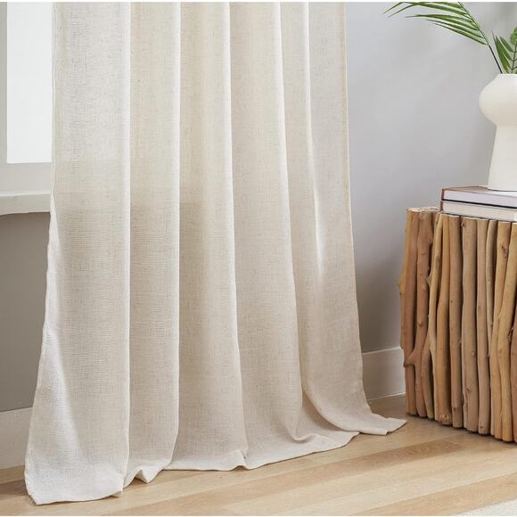 VOILYBIRD Natural Linen Semi Sheer Curtains Tab Top Curtains, 52" x 84" … - Picture 5 of 10